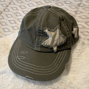Cato Active baseball cap. High Ponytail Adjustable Glitter Star Distressed hat.